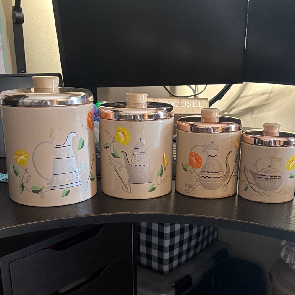 Vintage Ransburg Metal Canister Set with Lids